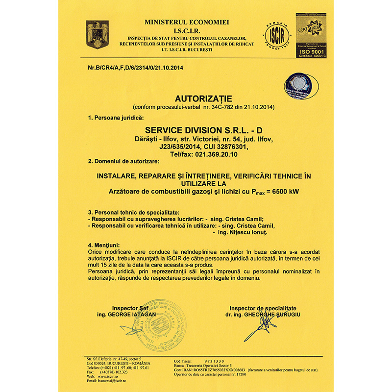 Autorizație ISCIR PT C2-2010