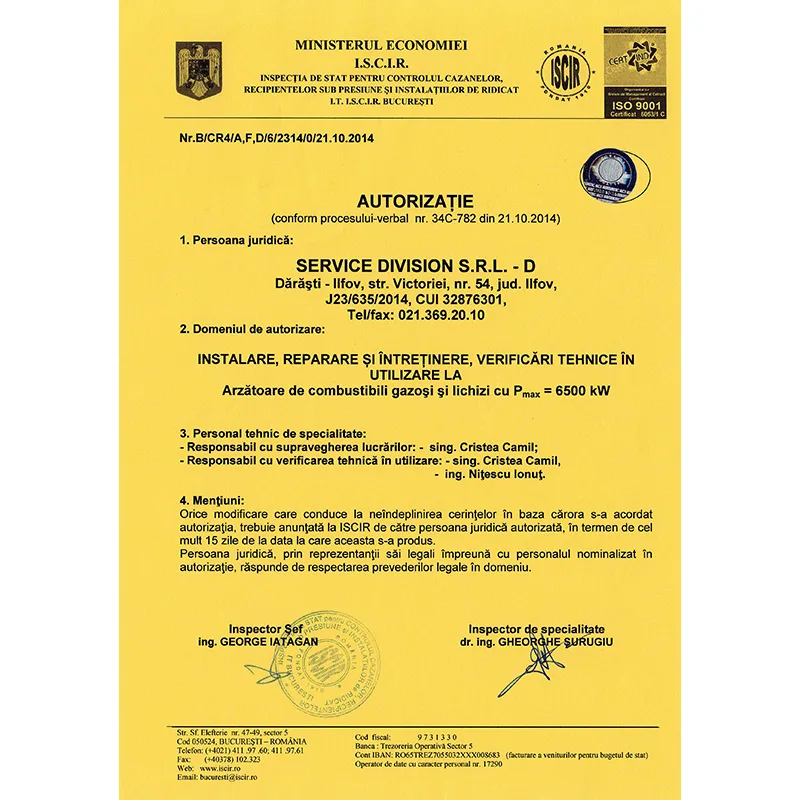 Autorizație ISCIR PT C2-2010